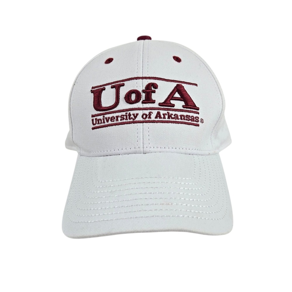 University of Arkansas Hat 3 Bars The Game White Cotton Snap-Back Cap CLEAN